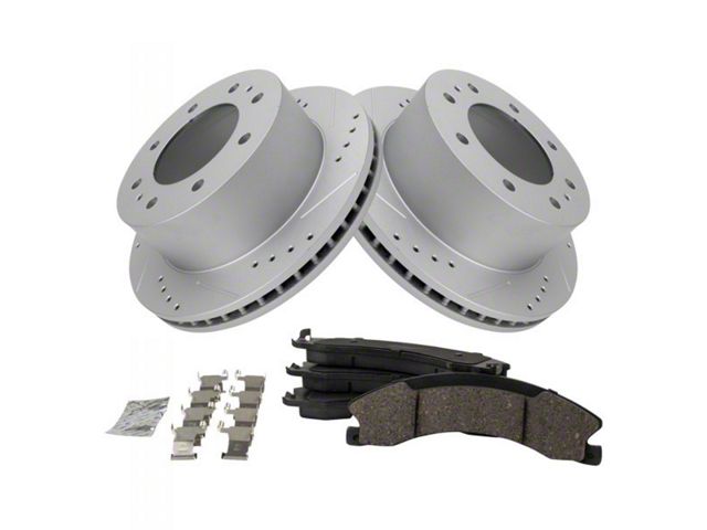 Ceramic Performance 8-Lug Brake Rotor and Pad Kit; Rear (11-19 Silverado 3500 HD SRW)