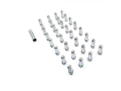 Chrome 6-Spline Lug Nut Kit; 14mm x 1.5; Set of 32 (07-25 Silverado 3500 HD SRW)