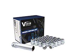 Chrome Open Acorn Spline Lug Nuts for Aftermarket Wheels; M14x1.5; Set of 32 (01-26 Silverado 3500 HD)