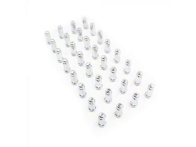 Chrome XL Bulge Acorn Lug Nut Kit; 14mm x 1.5; Set of 32 (07-25 Silverado 3500 HD SRW)