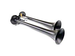Compact Dual Air Horn System; Black; Coated Spun Cooper (Universal; Some Adaptation May Be Required)