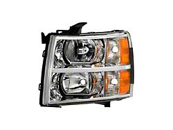 Crystal Headlight; Chrome Housing; Clear Lens; Driver Side (07-14 Silverado 3500 HD)