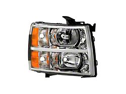 Crystal Headlight; Chrome Housing; Clear Lens; Passenger Side (07-14 Silverado 3500 HD)