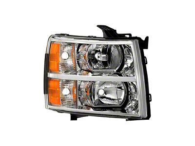 Crystal Headlight; Chrome Housing; Clear Lens; Passenger Side (07-14 Silverado 3500 HD)