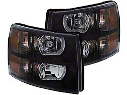 Crystal Headlights; Black Housing; Clear Lens (07-14 Silverado 3500 HD)