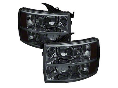 Crystal Headlights; Chrome Housing; Smoked Lens (07-14 Silverado 3500 HD)