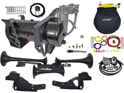 Direct Fit Onboard Air System and Model 730 Demon Triple Train Horn (07-19 Silverado 3500 HD Extended/Double Cab, Crew Cab)
