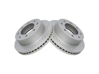 Drilled and Slotted 8-Lug Rotors; Front and Rear (11-25 Silverado 3500 HD SRW)