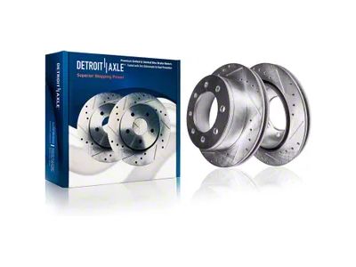 Drilled and Slotted 8-Lug Rotors; Rear Pair (07-10 Silverado 3500 HD SRW)