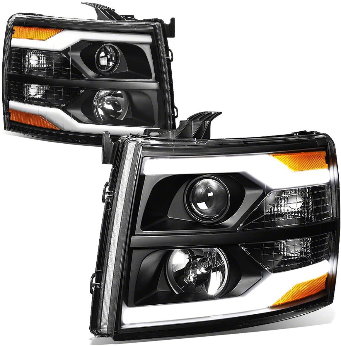 Silverado 3500 Dual LED DRL Projector Headlights with Amber Corner