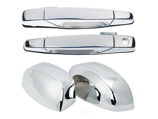 Exterior Door Handles and Mirror Cap Trim Kit; Chrome (07-14 Silverado 3500 HD)