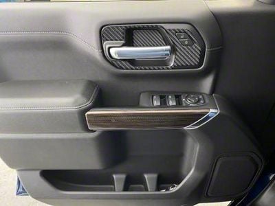 Front Door Handle Surround Accent Trim; Domed Matte Carbon Fiber (20-25 Silverado 3500 HD)