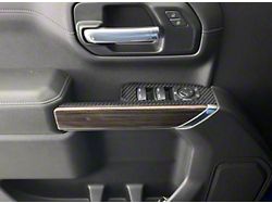 Front Door Switch Accent Trim; Raw Carbon Fiber (20-25 Silverado 3500 HD)