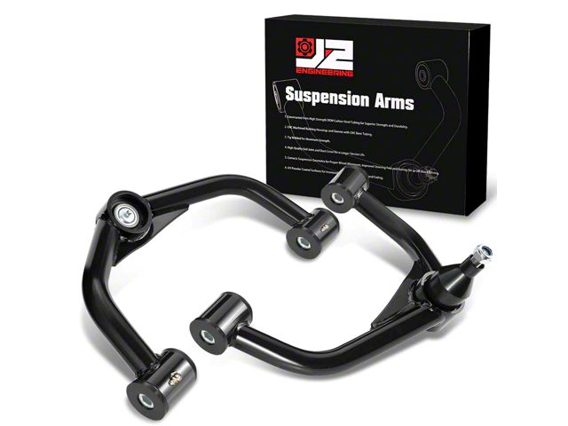 Front Upper Control Arms for 2 to 4-Inch Lift; Black (11-19 Silverado 3500 HD)