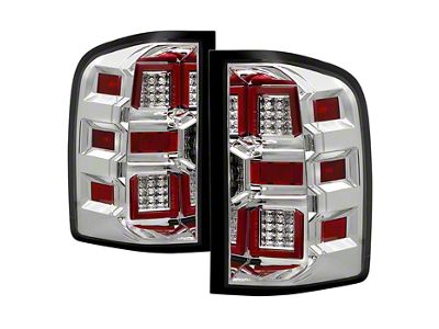 Full LED Tail Lights; Chrome Housing; Clear Lens (07-14 Silverado 3500 HD)