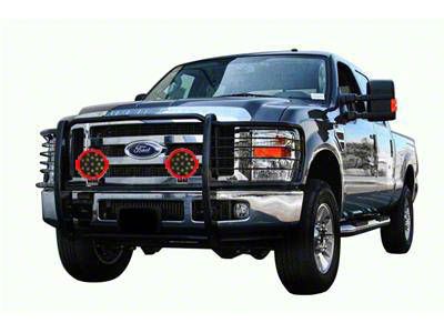 Grille Guard with 7-Inch Round LED Lights; Black (11-14 Silverado 3500 HD)