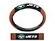 Grip Steering Wheel Cover with New York Jets Logo; Tan and Black (Universal; Some Adaptation May Be Required)