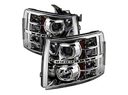 Halo Projector Headlightrs; Chrome Housing; Clear Lens (07-14 Silverado 3500 HD)