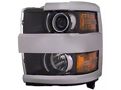 Headlights Depot Halogen Headlight with Chrome Trim; Driver Side; Black Housing; Clear Lens (15-19 Silverado 3500 HD)