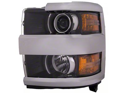 Headlights Depot Halogen Headlight with Chrome Trim; Driver Side; Black Housing; Clear Lens (15-19 Silverado 3500 HD)