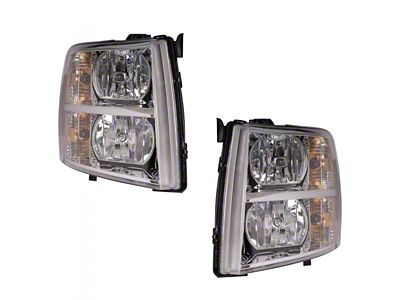 Halogen Headlights; Chrome Housing; Clear Lens (07-14 Silverado 3500 HD)