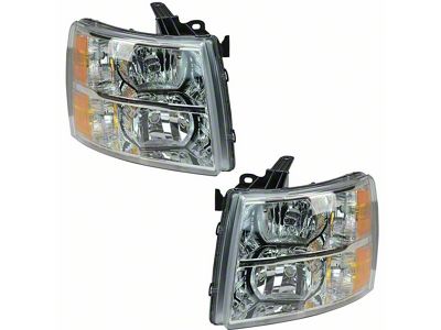 Halogen Headlights; Chrome Housing; Clear Lens (07-14 Silverado 3500 HD)