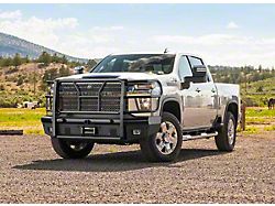 HD Replacement Winch Front Bumper with Receiver Hitch; Semi-Gloss Black (20-23 Silverado 3500 HD)