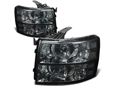 Headlights with Clear Corner Lights; Smoked Housing; Clear Lens (07-14 Silverado 3500 HD)