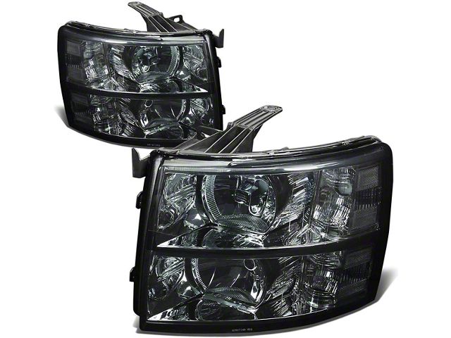 Headlights with Clear Corner Lights; Smoked Housing; Clear Lens (07-14 Silverado 3500 HD)