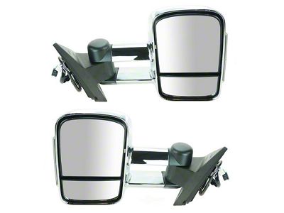 Heated Manual Towing Mirrors; Chrome (07-14 Silverado 3500 HD)