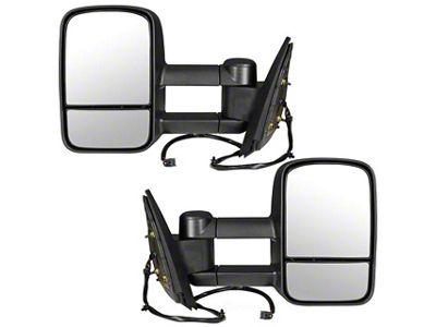 Heated Manual Towing Mirrors; Textured Black (15-19 Silverado 3500 HD)