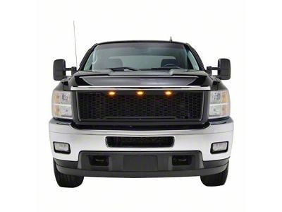 Impulse Upper Replacement Grille with Amber LED Lights; Matte Black (11-14 Silverado 3500 HD)