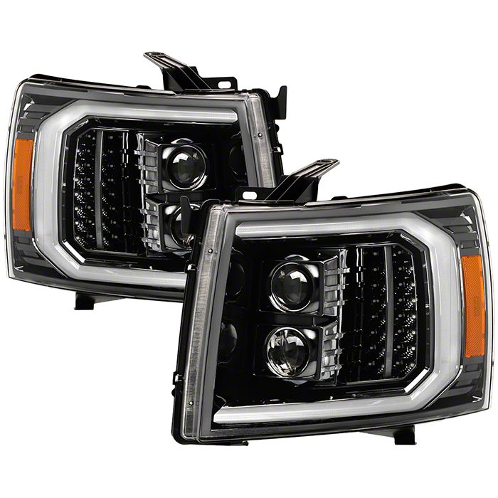 Pair Chrome DRL LED Projector Headlights For Chevy Silverado 2500/3500 2015-2019