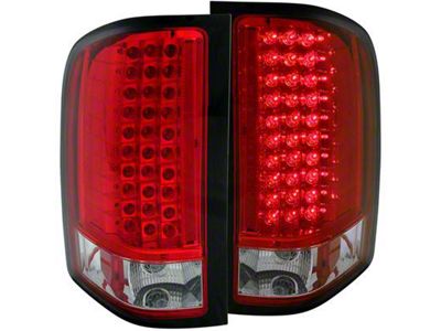LED Tail Lights; Chrome Housing; Red Lens (07-14 Silverado 3500 HD)