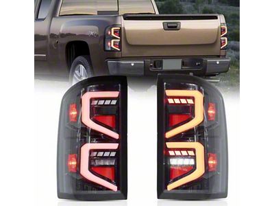 LED Tail Lights; Black Housing; Clear Lens (07-14 Silverado 3500 HD)