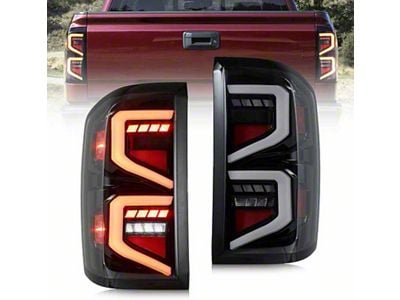 LED Tail Lights; Black Housing; Clear Lens (15-19 Silverado 3500 HD)
