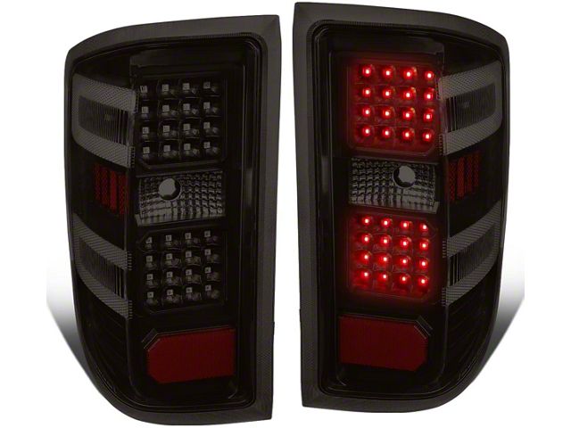 LED Tail Lights; Black Housing; Smoked Lens (15-19 Silverado 3500 HD w/ Factory Halogen Tail Lights)