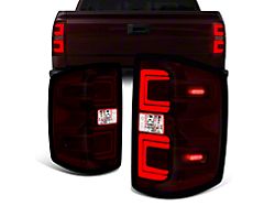 LED Tail Lights; Chrome Housing; Dark Red Lens (15-19 Silverado 3500 HD w/ Factory Halogen Tail Lights)