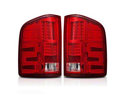LED Tail Lights; Chrome Housing; Red/Clear Lens (07-14 Silverado 3500 HD SRW)