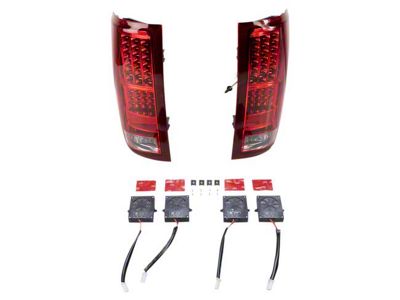 LED Tail Lights; Chrome Housing; Red Clear Lens (07-14 Silverado 3500 HD)