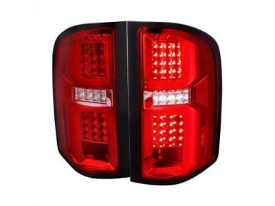 LED Tail Lights; Chrome Housing; Red Clear Lens (07-14 Silverado 3500 HD)