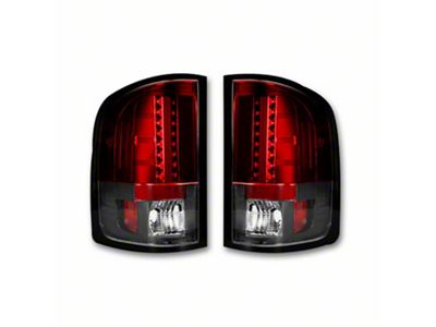 LED Tail Lights; Chrome Housing; Red Lens (07-14 Silverado 3500 HD)