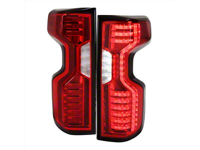 LED Tail Lights; Chrome Housing; Red Lens (20-23 Silverado 3500 HD)