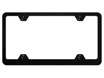 4-Hole Wide Body License Plate Frame; Black Powder-Coated Stainless (Universal; Some Adaptation May Be Required)