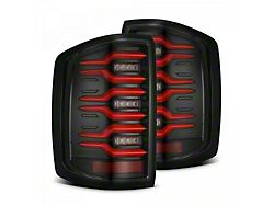 AlphaRex LUXX-Series LED Tail Lights; Black/Red Housing; Smoked Lens (17-19 Silverado 3500 HD w/ Factory Halogen Tail Lights)