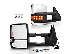 Powered Heated Manual Folding Towing Mirrors with Amber Turn Signal, Backup Light and Running Light; Chrome (03-06 Silverado 3500 HD)
