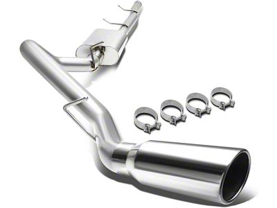 Muffler Catback Exhaust System; Single Tip; Stainless Steel (07-13 Silverado 3500 HD Regular Cab w/ 8-Foot Long Box)