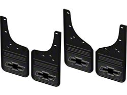 No-Drill Mud Flaps with Gunmetal Bowtie Logo; Front and Rear (20-26 Silverado 3500 HD SRW)