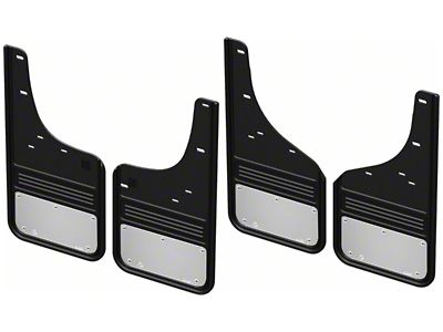 No-Drill Mud Flaps with Stainless Steel Plate; Front and Rear (20-24 Silverado 3500 HD SRW)