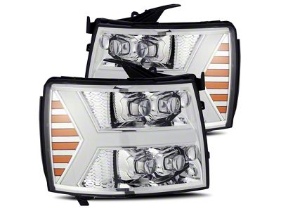 AlphaRex NOVA-Series LED Projector Headlights; Chrome Housing; Clear Lens (07-14 Silverado 3500 HD)